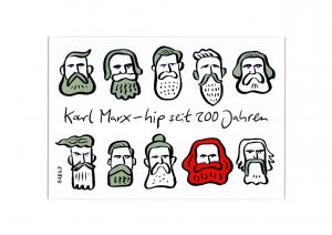 Karl Marx Hipster Trier 200 Jahre Bart Bärte Kommunismus Cartoon modern hip Jugend