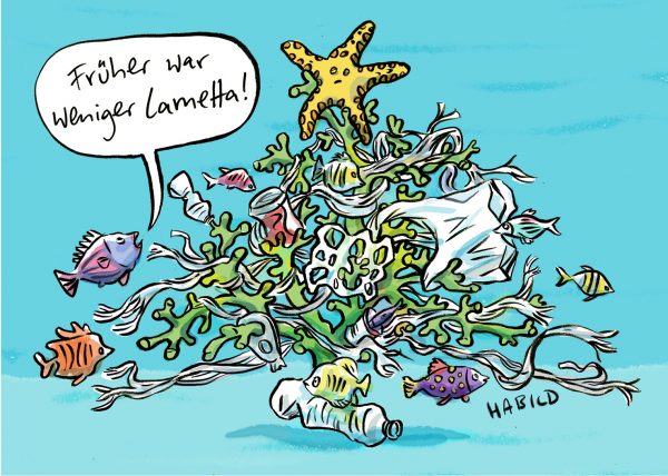 Meer, Plastik, Weihnachten, Klimawandel, Verschmutzung, Weihnachtskarte, Koralle, Mensch, Fische, Korallensterben, Klimawandel, Müll, Meer, Lamette, früher war mehr lametta,