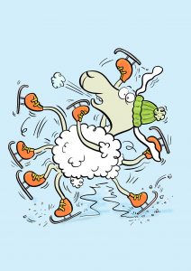 Elvis, Schaf, Eis, Schlittschuhe, Eislaufen, Rutschen, kalt, Winter