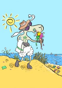 Elvis, Schaf, Sommer, Sonne, Strand, Eis, Baden, Meer