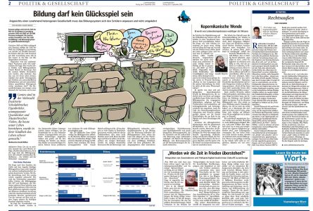 Schule, digital, mehrsprachig, Zukunft, Klassenzimmer, Klassenraum, Lehrer, Schüler, Computer, Lernen, Guten Morgen, Bonjour, Good Morning