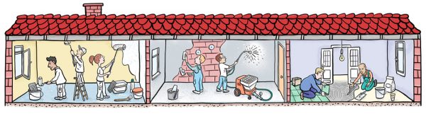 Haus, Baustelle, Handwerker, Bau, Fliesenleger, Putz, Beton, Maler, Anstreicher, Renovierung, Bauarbeiter