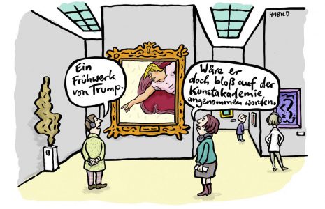 Donald Trump Kunst Hitler Aussstellung Galerie Museum Gemälde USA Größenwahn Gott Erschaffung Adams Michelangelo
