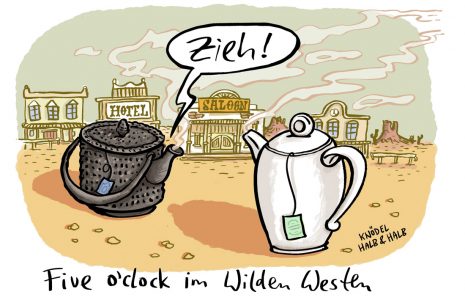 Tee Ziehen Teekanne High Noon Western Duell