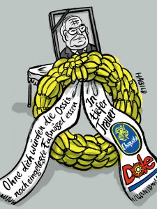 Letztes Geleit Bananen Helmut Kohl Kranz Trauerkranz Wiedervereinigung
