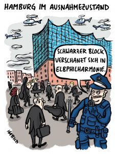 schwarzer block Hamburg G20 Elbphilharmonie Autonome Polizei Orchester Musiker Konzert