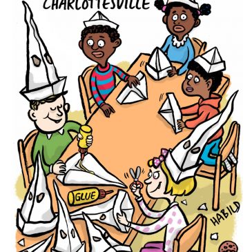 charlottesville kinder kita kindergarten basteln bastelgruppe kkk ku klux klan rassismus kinder separation trennung falten kleben papierhut mütze