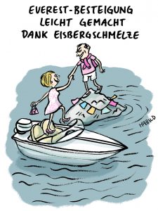 everest Klimawandel Eisbergschmelze Meeresspiegel Motorboot Bootsfahrt Freizeit Überschwemmung
