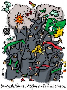 Fußball stadion saudi arabien frauenrechte sport verhüllung emanzipation hooligan fans fanblock ultras krawall feminismus arabische welt