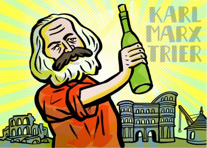 Karl Marx Wein Trier Porta Nigra Weinflasche Kommunismus