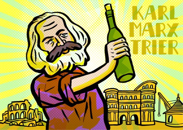 Karl Marx Wein Trier Porta Nigra Weinflasche Kommunismus