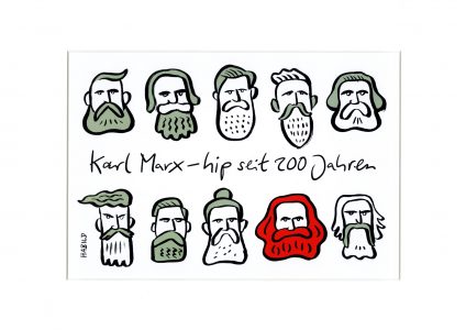 Karl Marx Hipster Trier 200 Jahre Bart Bärte Kommunismus Cartoon modern hip Jugend