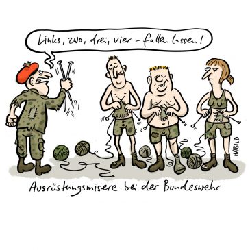 bundeswehr ausrüstung misere sparen stricken bund rekruten socken tarnfaben tarnstrick maschen fallen lassen sparen
