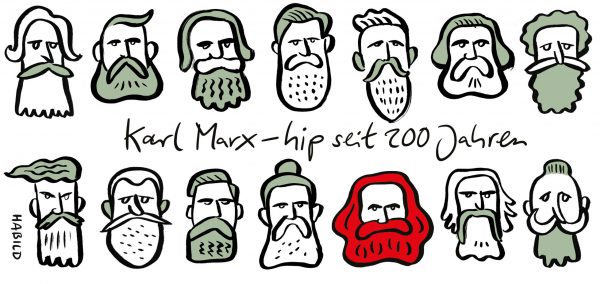 Karl Marx Hipster hip Bart 200 Jahre modern