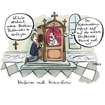 kreuz-erlass beichtstuhl kirche pfarrer beichte kreisverwaltungsreferat behörte bayern bayerische behörde kreuz söder parkausweis bewohner-parkausweis dokument