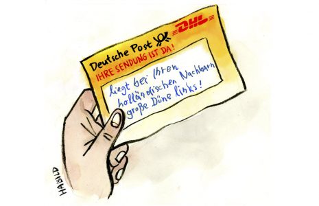 Containerschiff Fracht Sturm Dänemark Niederlande Deutsche Post DHL Benachrichtigung Benachrichtigungsschein Nachbarn Paket Abholung Sendung Ablageort Schuhe Strand Container Ladung