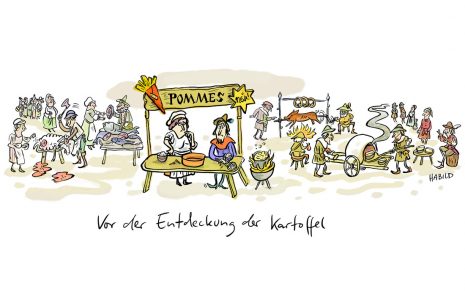 frittenbude pommes kartoffel mittelalter entdeckung kartoffel markt fast food marktstand frittieren geschäftsidee existenzgründung scheitern zeit voraus