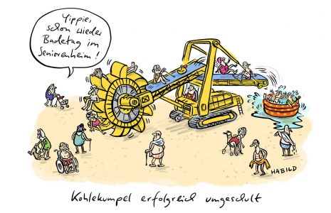 schaufelradbagger senioren badetag kohle kohlekumpel strukturwandel energiewende kohleausstieg altenheim senioren umschulung pflegenotstand altenpflege seniorenpflege