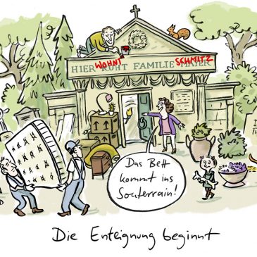 Enteignung Wohnungsnot Wohnungsknappheit Wohnungsmangel Friedhof Gruft Einzug Umzug Souterrain, habild