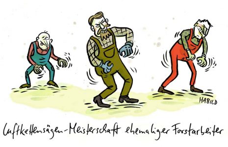 Kettensäge, Luftgitarre, Waldarbeiter, Förster, Waldsterben, Wettbewerb, Forstarbeiter, Wald, Forst, Klimawandel , habild