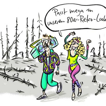 80er, retro, ghettoblaster, aerobic, neon, Waldsterben, Wettbewerb, waldspaziergang, nostalgie, totholz, fashion, Wald, Forst, habild, Klimawandel