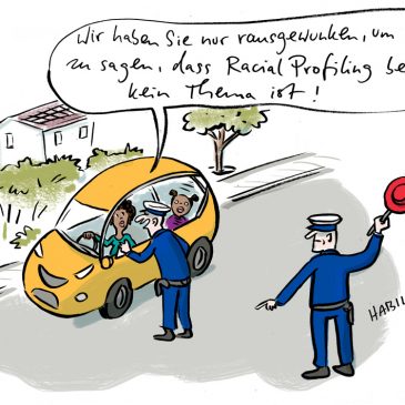 Racial profiling, Rassismus, Polizei, Kontrolle, Vorurteile, Verkehrskontrolle, Schwarze, BLM, Cartoon, Habild