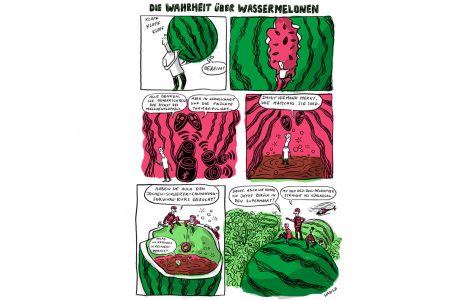 melone, comic, cartoon, comic art, surreal, wassermelone