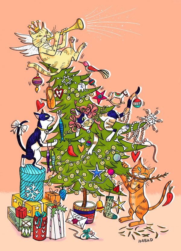 Weihnachten, Katzen, Christbaum, Weihnachtsbaum Schmuck Fest katze haustiere cats pets christmas tree celebration