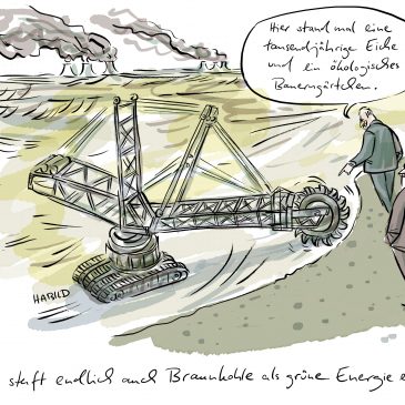 Taxonomie, braunkohle, energie, cartoon, tagebau, green energy, grüne energie, energiewende, nachhaltigkeit