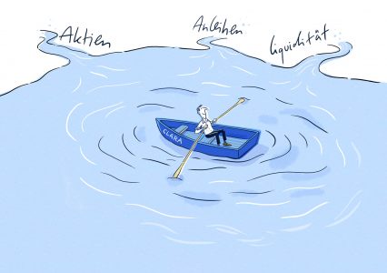 Finanzen, Wirtschaft, Illustration, Geld, Vermögen, Anlage, Symbolbild, asset management, Wirtschaftsillustration, Banker, Business, Banking, Börse, Aktien, Cartoon