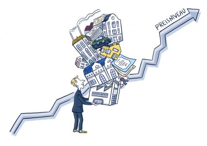 Finanzen, Wirtschaft, Illustration, Geld, Vermögen, Anlage, Symbolbild, asset management, Wirtschaftsillustration, Business, Banking, Börse, Aktien, Cartoon, Inflation, Kaufkraft, Preisniveau, Geldanlage