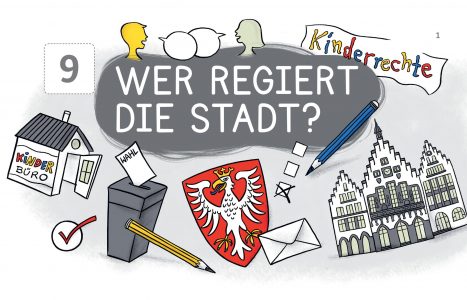 Schulheft, Frankfurt, Schulbuch Illustration, Grafik, Zeichnung, Kinder, Sachunterricht, Kinderillustration, Wissen, Stadt, Stadtparlament, Kinderparlament, Wahl, Demokratie, Kinder, Kommunalpolitik