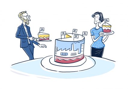 Finanzen, Finanzwelt, Aktienkauf, Wirtschaft, Illustration, Geld, Vermögen, Anlage, Symbolbild, Wirtschaftsillustration, Business, Banking, Börse, Aktien, Cartoon, Geldanlage, Vermögen