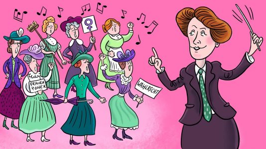 klassik, klassische musik, illustration, komponisten, porträt, portait, musik, karikatur, cartoon, komponist, komponistin, ethel smyth