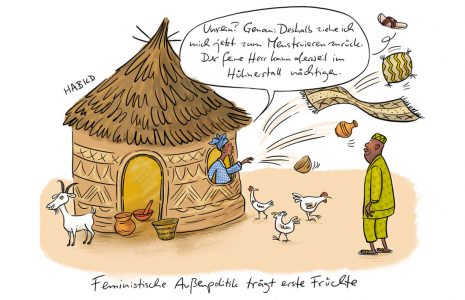 Cartoon, Karikatur, habild, feministische außenpolitik, baerbock, aa, auswärtiges amt, periode, menstruation, feminismus