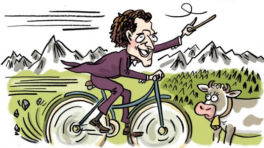 klassik, klassische musik, illustration, Alpen, fahrrad, komponisten, porträt, portait, musik, karikatur, cartoon, komponist,