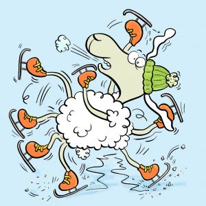 Elvis, Schaf, Eis, Schlittschuhe, Eislaufen, Rutschen, kalt, Winter