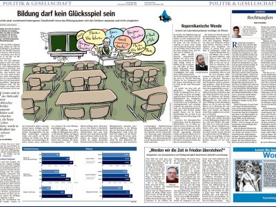 Schule, digital, mehrsprachig, Zukunft, Klassenzimmer, Klassenraum, Lehrer, Schüler, Computer, Lernen, Guten Morgen, Bonjour, Good Morning