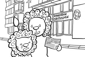 Clementine, Kinderkrankenhaus, Ausmalheft, ausmalen, Kind, krank, Krankenhaus, Bauchweh, Bauchschmerzen, Einweisung, Arzt, Hospital, Leopaulino, Löwe