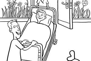 Clementine, Kinderkrankenhaus, Ausmalheft, ausmalen, Kind, krank, Krankenhaus, Bauchweh, Bauchschmerzen, Bett, Krankenzimmer, Pfleger, Krankenschwester, Arzt, Hospital, Leopaulino, Löwe