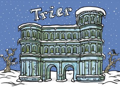 Trier, Porta Nigra, Winter, Schnee, Stadt