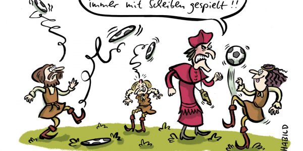 Rasensport Fußball Scheibe Ball Galileo Galilei Erde rund Kugel flach Inquisition Mittelalter