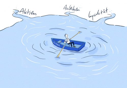 Finanzen, Wirtschaft, Illustration, Geld, Vermögen, Anlage, Symbolbild, asset management, Wirtschaftsillustration, Banker, Business, Banking, Börse, Aktien, Cartoon