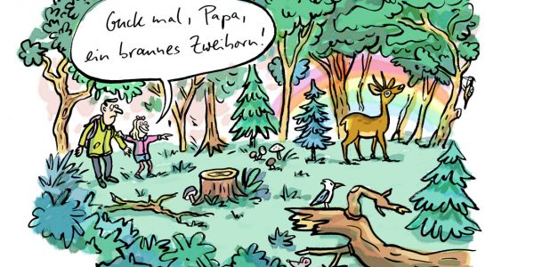Zweihorn, Wald, Einhorn, Waldspaziergang, Kind, Natur, Naturerlebnis, Naturerfahrung